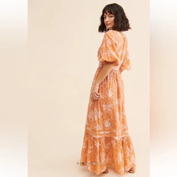 Free People Golden Hour Orange Floral Maxi Dress - Picture 2 of 6